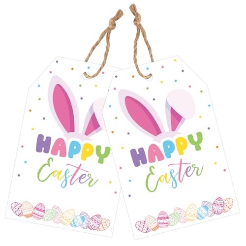 joycraft Etiquetas de presente de Páscoa com cordão, 50 peças de etiquetas de feliz Páscoa, etiqueta