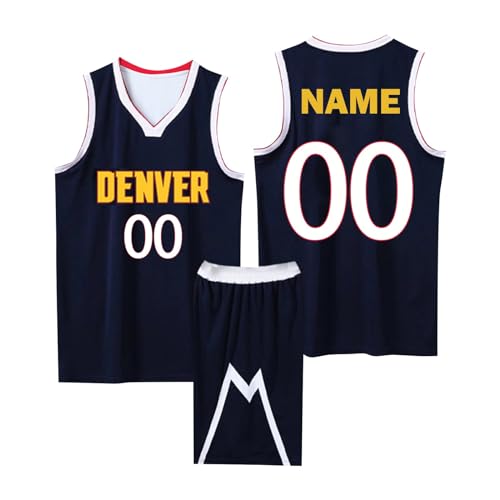 Personalised Basketball Jersey Kids Custom Basketball Jerseys Set for Men Custom Basketball Kit Basketball Shorts Jersey with Name Team Number Logo for Kids AdultsB285