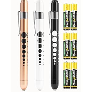 MEUUT 3 Pack Pen Lights for Nurses with 6 Batteries – Medical Penlights Nurse Accessories for Work, Perfect Nursing Student Essentials Medical Supplies for Nurses Doctors EMT Trauma