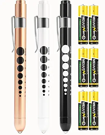 MEUUT Medical Pen Lights for Nurses 3 Pack with 6 AAA Batteries