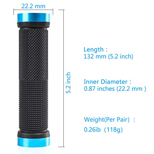 Hfs Cqq Bike Handlebar Grips，Double Lock On Bicycle Handle Bar，Soft And Comfortable Rubber Handle,Suitable For Bicycle Handles Of Bmx, Mountain, Mtb(Blue)… #TOP1