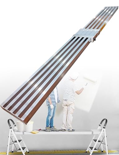 Tablón telescópico de aluminio, plataforma de trabajo ajustable de capacidad de 330 libras con superficie antideslizante, ideal para andamios y escaleras