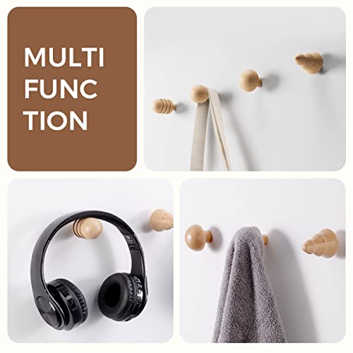 Wealone 4 Pack Wooden Wall Hooks For Hanging Coat Clothes Towels Bags | Natural Beech Wood Hooks | Wall Mounted Heavy Duty Hanger For Bathroom, Entryway | Tree Shape Wall Hooks Decorative #TOP3