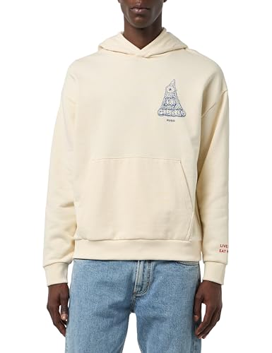 HUGO Men's Nizzeriohood Sweatshirt, Open White, S