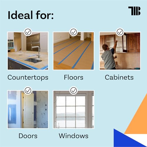 Image of TapeManBlue Floor Protection Paper, 36 inch x 166 ft Roll, Made in USA, 69# Brown Rosin Masking Paper Roll, 100% Recycled, Thick Floor Covering for Painting, Moving, and Construction