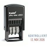 Trodat Printy fechador 4850 sello de fecha, con 2 farbigem Cojín Azul/Rojo + Texto a elegir, color K O N T R O L L I E R T