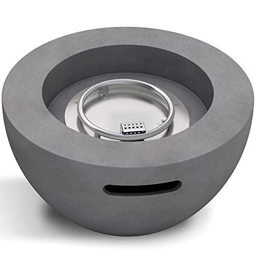 Kante 25" Diameter Round Concrete/Metal Outdoor Propane Gas Smokeless Bowl Patio Heater, Fire Pit Table 50,000 Btu & Weather Resistant Cover, Natural Concrete #TOP4