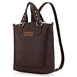 Wrangler Backpack for Women Work Bags Women's Top-handle Satchel Bags Coffee Vegan Leather Tote Purse Bags Convertible Strap and Unique Rivet Design WG94G-9110CF