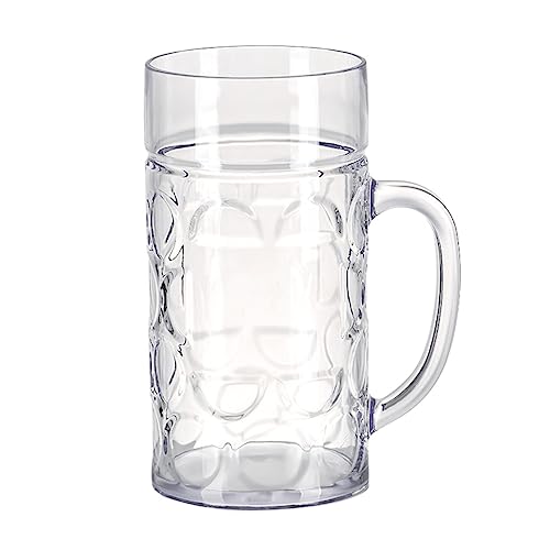 Taza de cerveza de plástico irrompible con asa, irrompible