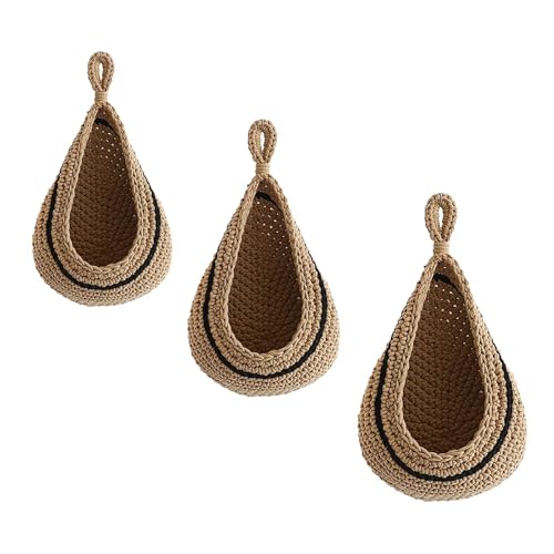 Cestas tejidas a mano - Cesta de almacenamiento de pared tejida a mano, cesta de cocina trenzada, cesta colgante decorativa para organización