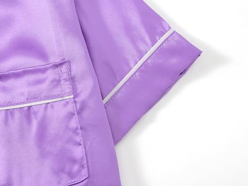Topgal Satin Pajamas for Girls – Coat Style Silky Button Down PJ Set Size 6-164