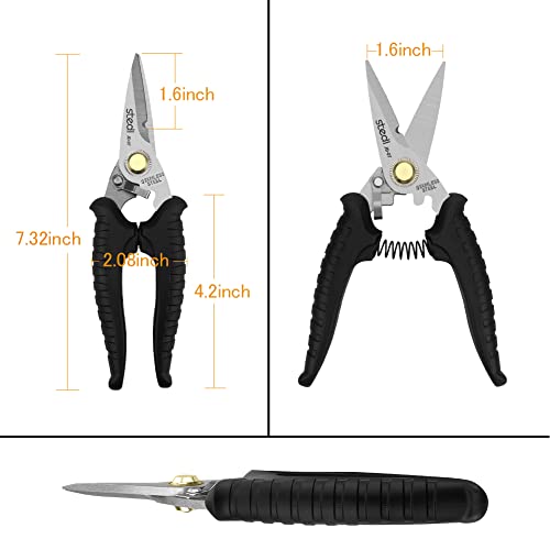 Stedi Heavy Duty Shears for Cutting Electrical Cables, Finely Serrated Blades, Non-Slip Handle