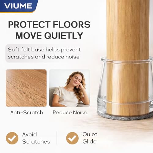 Chair Leg Floor Protectors 24PCS Furniture Sliders for Hardwood Floors, Silicone Chair Leg Protectors for Protecting Floors from Scratches and Noise, Clear-Universal Large image 1