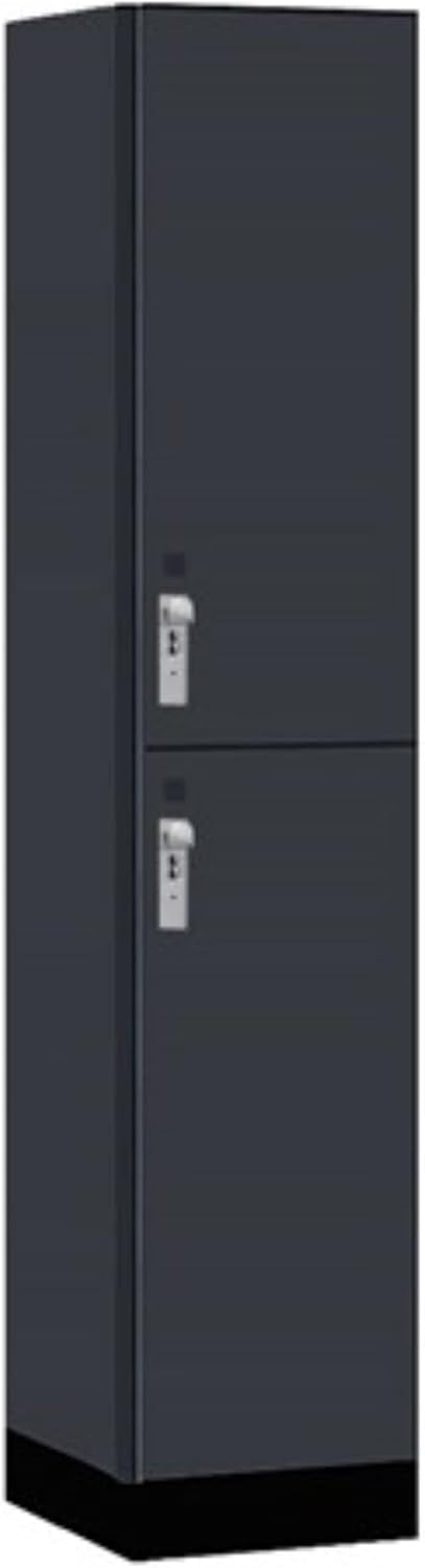 Salsbury 15" Wide Premier Wood Locker-Double Tier-1 Wide-6 Feet High-18 Deep-Carbon Mesh-Silver Hasps