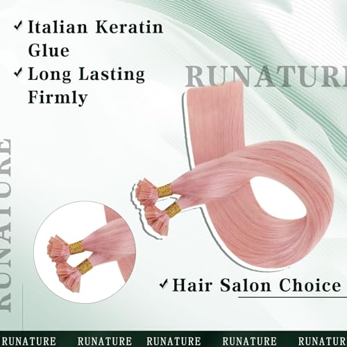 RUNATURE U Tip pink Hair Extensions Human Hair Keratina U Tipped pink Hair Extensions Real Human Hair 16 Inch 20 Gram - Image 4