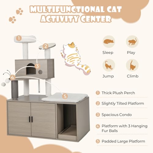 PETSITE Árbol para Gatos con Caja de Arena y Rascador 52 in miniatura 4