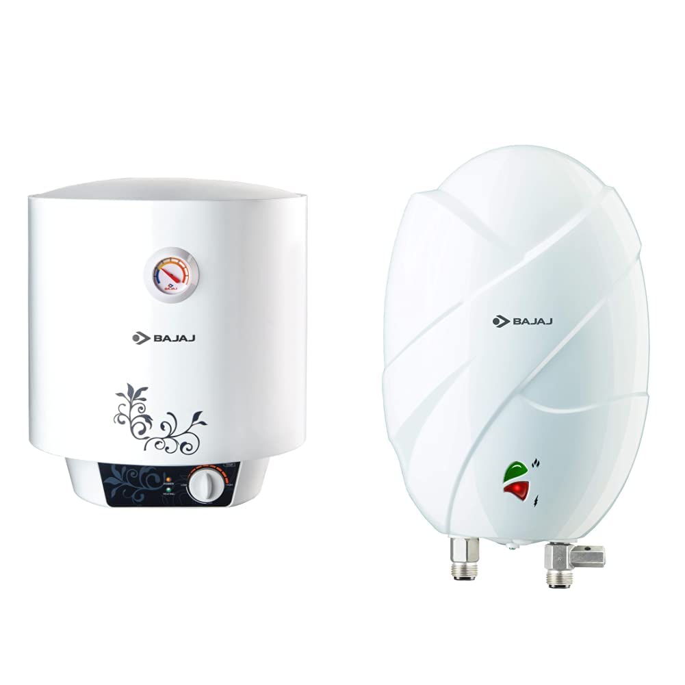 Buy Bajaj New Shakti Storage 10 Liter Vertical Water Heater, White, 4 Star  with Flora Instant 3 LTR Vertical Water Heater, White Combo Online at Low  Prices in India - Amazon.in