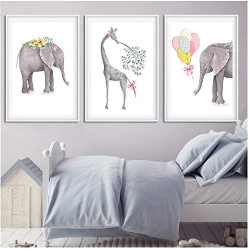 Lienzo de elefante animado infantil moderno e impermeable de 50x70cm