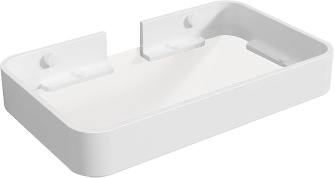 Danpoo 8-Inch Small Wall Shelf, Clear Tempered Glass with Matte White Aluminum Frame Sleek Floating Bathroom Organizer