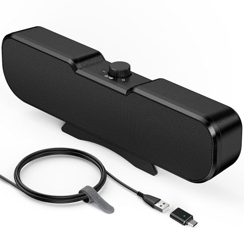 Cirqon Desktop Computer Speakers with Volume Knob (Black)