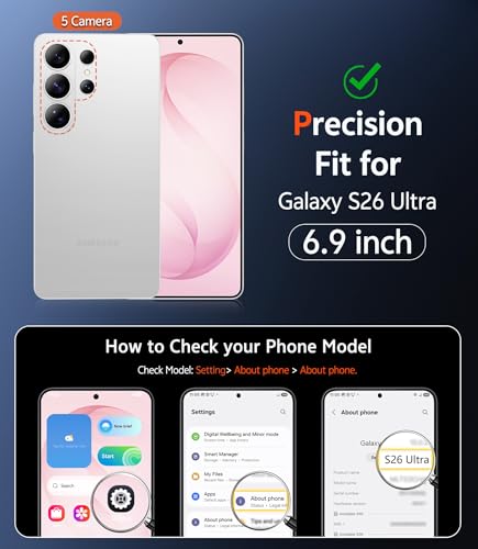Image of FNTCASE for Samsung Galaxy S26-Ultra Case: Matte Magnetic Translucent Phone Cases with Screen Protector Lens Protection Compatible with Magsafe Rugged Protective Cell Cover (C-Frosted Pink Magnetic)