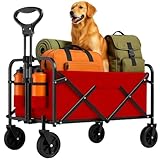 Collapsible Wagon Cart, 680LBS Foldable Beach Wagon with All Terrain Wheels and...