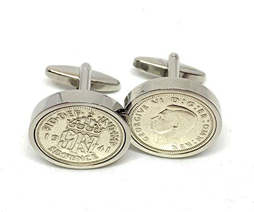 Premium 1941 Lucky sixpence cufflinks for a 84th Birthday cufflinks HT