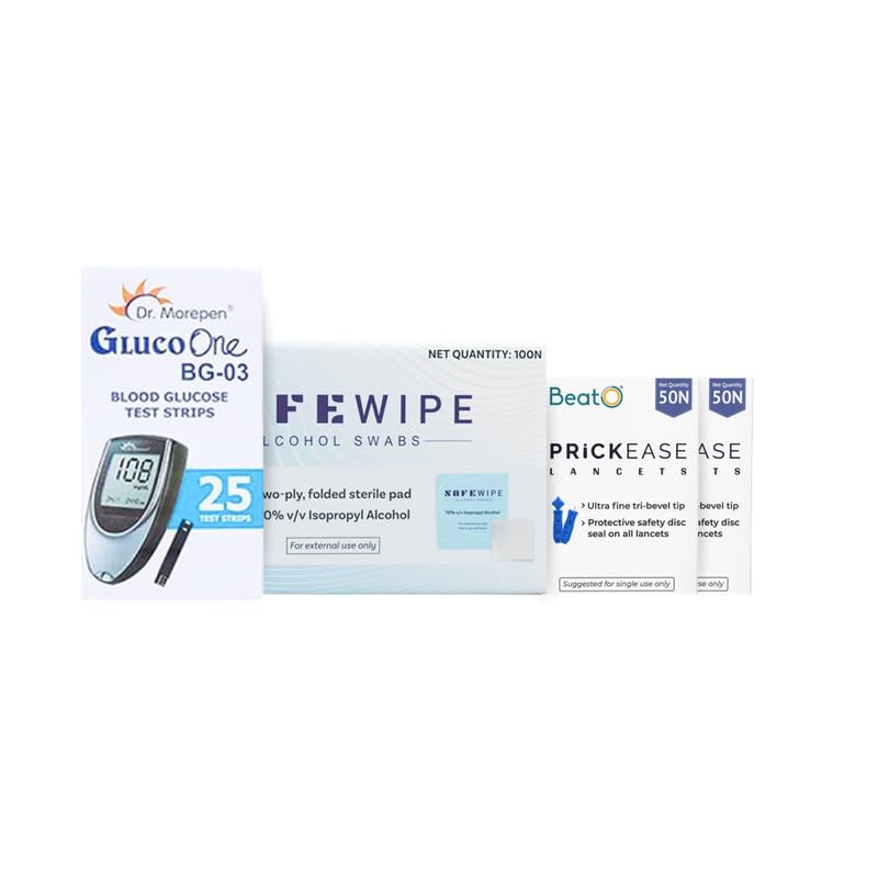 See full amazon price history chart for Dr. Morepen GlucoOne BG 03 25 Glucometer Strips with 100 Lancets & 100 Swabs (No Glucometer) Dr. Morepen GlucoOne BG 03 25 Glucometer Strips with 100 Lancets & 100 Swabs (No Glucometer) (B0CJLQH2L7) Amazon Price History, Amazon Price Tracker