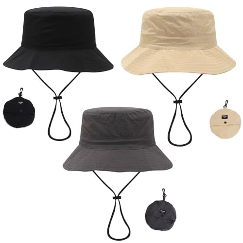 La Mejor Lista de Sombreros y gorras para Mujer los más recomendados. 42 NDOOL 3 Unidades Sombrero para el Sol Plegable, Gorro Pescador Portátil,Anti-UV Impermeable, Transpirable para Aire Libre, Playa, Ciclismo, Golf, Senderismo
