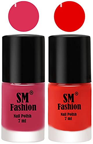 Image of Long Lasting Nail Polish | Nail Paint Combo 7 ml Each) - Set of 2 Dusty Pink-Fire Orange