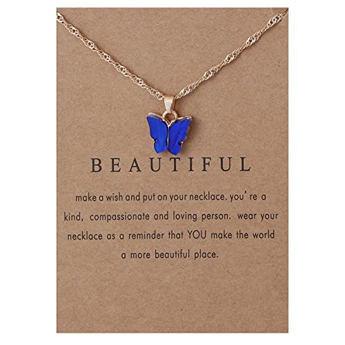 Collier pendentif papillon acrylique pour femme et fille au design rétro