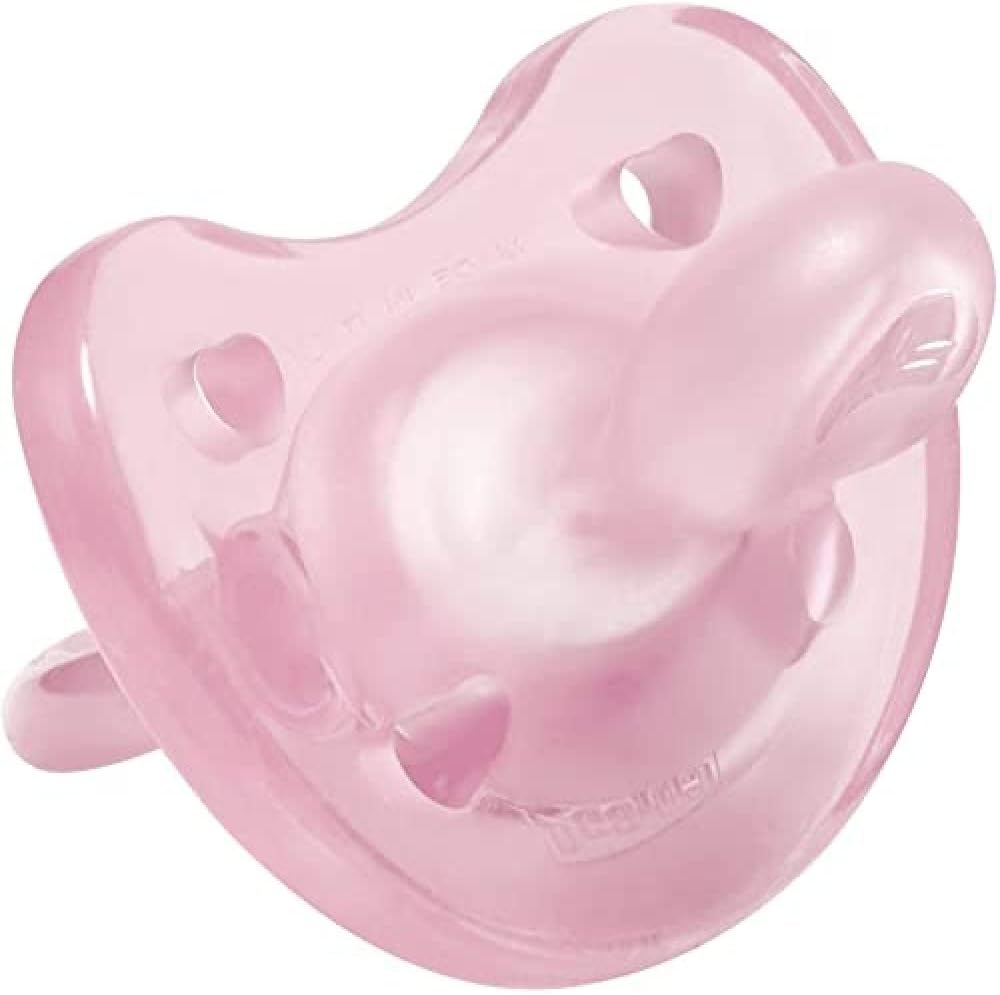 ChiccoPhysioForma Silicone Dummy 16-36 Months, 1 Piece – Soft and Delicate Rubber, Supports Physiological Breathing and Promotes Proper Mouth Development, Pink