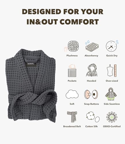 Luxury Hotel & Spa Silk-infused Japanese Cotton Waffle Unisex Hooded Bathrobe3