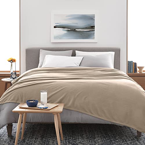Martex Fleece Blanket Queen Size - Fleece Bed Blanket - All Season Warm Lightweight Super Soft Anti Static Throw Blanket - Beige Blanket - Hotel Quality- Blanket For Couch (90X90 Inches, Beige) #TOP5