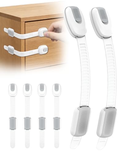 BBsecure 8 Packs Cabinet Locks Baby Proofing, Child Proof Cabinet Locks with 3M Adhesive, No-Drill Child Safety Cabinet Lock, Flexible for Drawer, Door, Fridge, Trashcan, Toilet Seat, Pantry