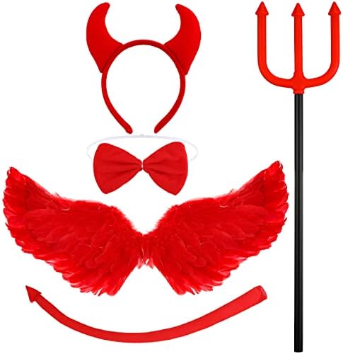 5 Pcs Halloween Devil Costume Set Devil Horns Headband Devil Tail...