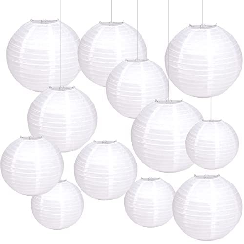 Papier Laternen Set Weiß Party Deko Hochzeit Geburtstag Lampions Rund...