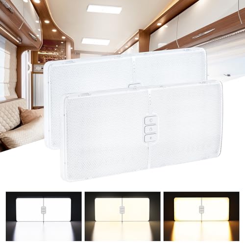 Kriogor 2PCS 12v Luces Interiores Led, 11W 1800LM 12V Lámparas LED, 192 LED Luces Caravana Interior, Luz LED 12v Camper Luces LED Caravana Interior para Van RV Motorhome Furgoneta