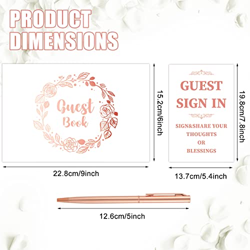 Zonon Hochzeitsgästebuch mit Stift, Hochzeitserinnerungsbuch mit Tischkarten, Gästebuch, weißes Einband mit Folie für Gäste, Besucher, um bei Hochzeit, Party, Hotel, Baby-Brautdusche, 22,9 x 15,2 cm – Bild 3