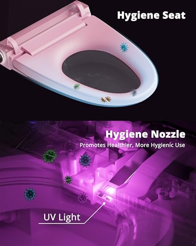 Image of CANEST Pink Smart Toilet with Bidet Built In, ADA Comfort Height Bidet Toilet with Tank, Auto Open&Close Lid, Adaptive Heated Seat Warm Water Dryer, Foot Sensor, 1000g MAP Flush, Remote Control