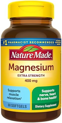 Nature Made Magnesium Oxide 400 mg Softgels, Extra Strength Magnesium Supplements for Men and Women, Support for Muscle, Nerve, Bone and Heart, 60 Day Supply