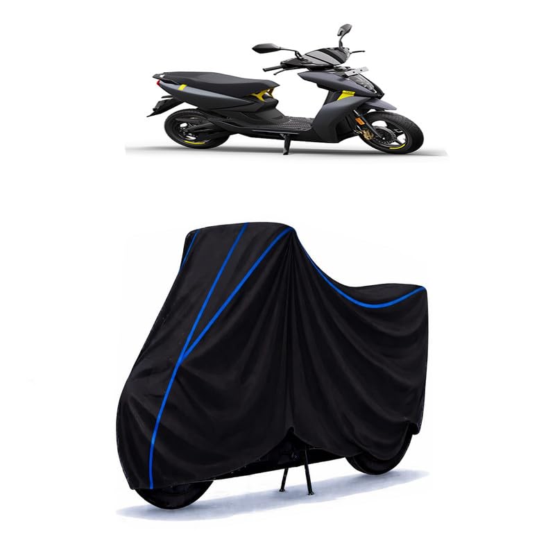Image of Scooty Cover Water Resistant for 450 Electric | Universal Scooter & Bike Cover | Heavy Duty UV Dust, Rain & Scratch Protection | Elastic Fit All Weather Indoor Outdoor | Black with Blue Piping