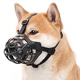Hipypaw Dog Muzzle: Basket Silicone Dog Muzzles - Prevent Biting, Chewing and Scavenging - Allow Drinking - Adjustable Muzzles Medium Large Sized Dogs - Soft, Lightweight, Breathable (L, Black)