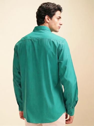 Image of Cozytton Men's Pure Cotton Solid Stylish Casual & Formal Wear Shirt | Stylish Regular Fit Full Sleeve Comfortable Office Party Trendy Shirt - Multi Color