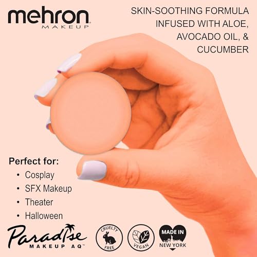 Image of Mehron Makeup Paradise Makeup AQ Refill Size | Stage & Screen Performance, Face & Body Painting, Beauty, Cosplay, and Halloween | Water Activated Face Paint, Body Paint .25 oz (7 ml) - Pastel Orange