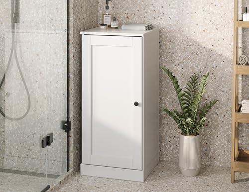 Palace Imports 100% Solid Wood 16.5" Wide Bathroom Storage Cabinet with Door & Adjustable Shelves (Shaker Door, White)