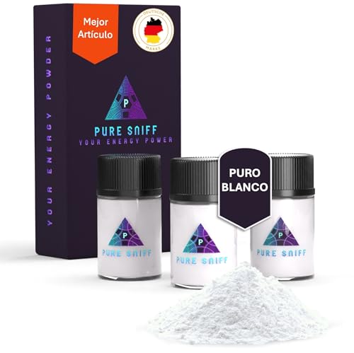 Pure Sniff White paquete de 3 - Energy Sniff de alemania - la alternativa eficaz a las bebidas energéticas - esnifador energético en polvo - más rápido concentrado y despierto - más de 120 esnifadas