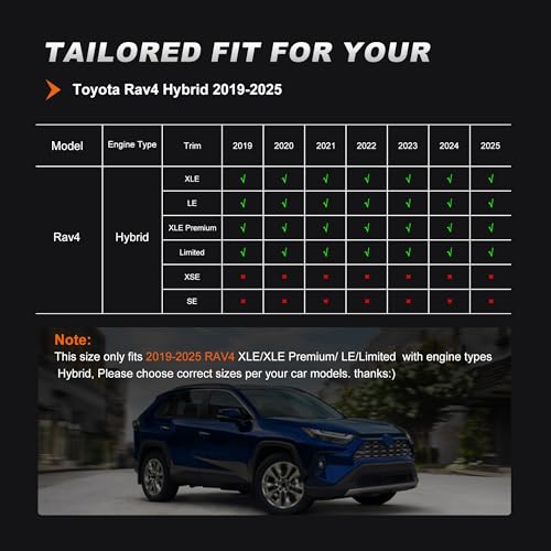 Image of AOMSAZTO Custom Fit Car Seat Covers for Toyota RAV4 Hybrid 2019 2020 2021 2022 2023 2024 2025 Toyota RAV4 LE, XLE, XLE Premium, Limited-Full Set Faux Leather (Black)