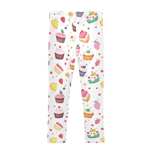 Wusikd Cute Cake Girls' Leggings Toddler Doodles Kids Yoga Pants Dance Active Tights 4T2
