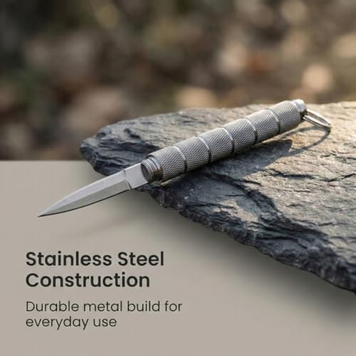 Image of ASIRA Compact Stainless Steel Precision Utility Tool with Keyring Attachment, Portable Everyday Craft and Task Tool for Home, Office, Hobby Projects, and General Daily Use (Silver)
